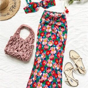 Floral Print Maxi Skirt set